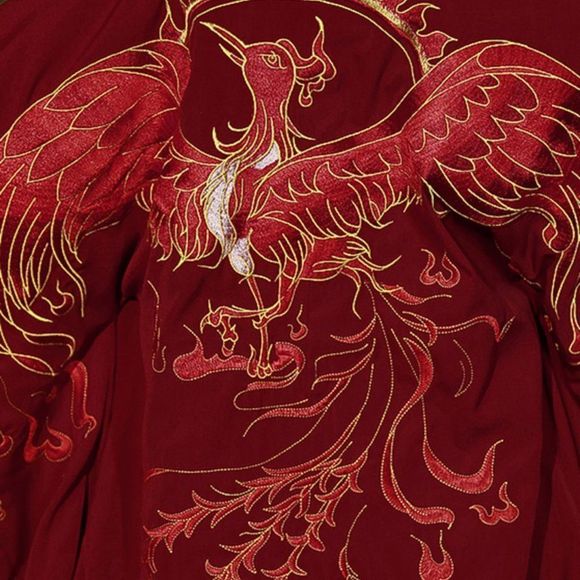 Fiery Phoenix Embroidered Gown Set | Women Traditional Prom Dress Coat #215 - Picture 3 of 5